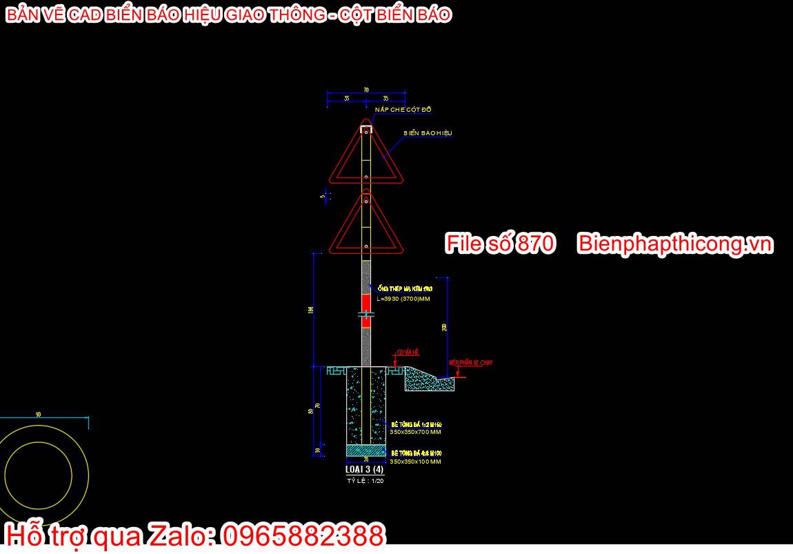 Bản vẽ cad biển báo hiệu giao thông.