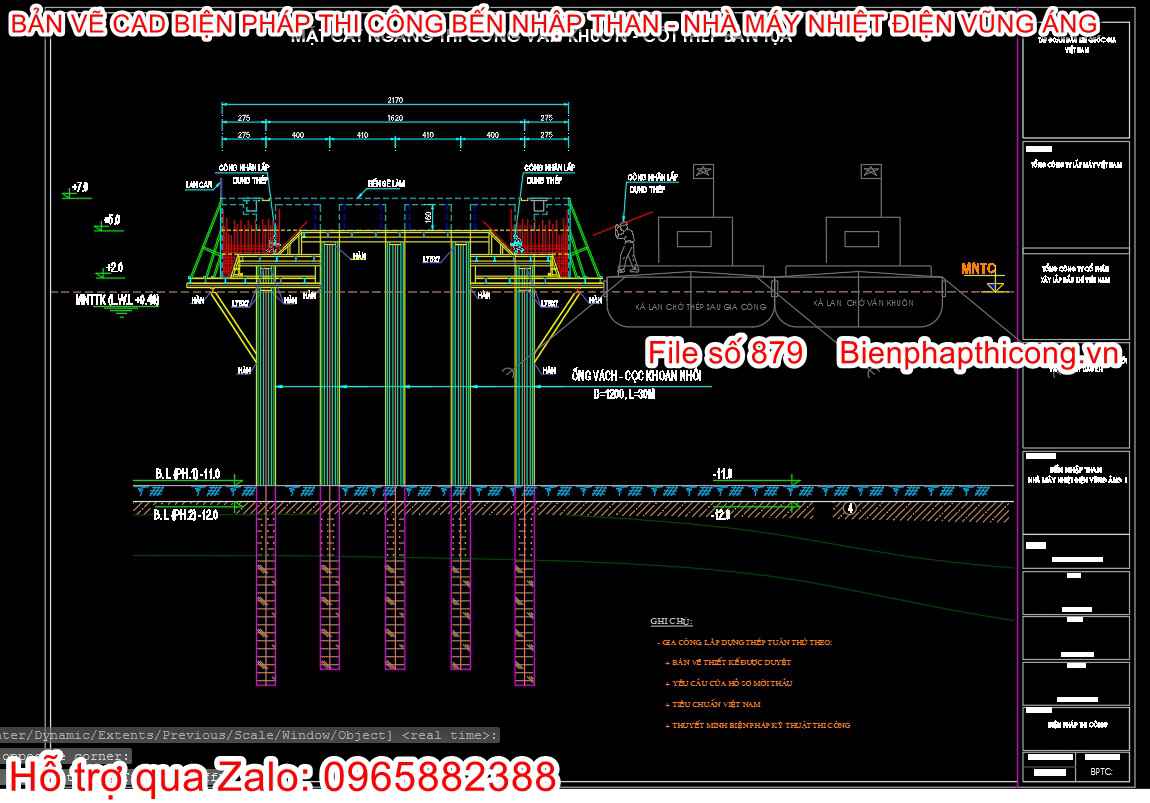 Mẫu bản vẽ cad biện pháp thi công bến tàu nhập than.