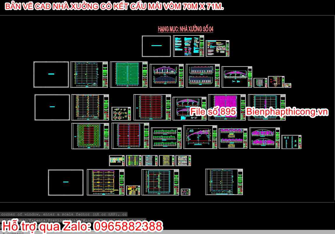 Bản vẽ thiết kế các bản vẽ nhà xưởng có mái vòm cad.