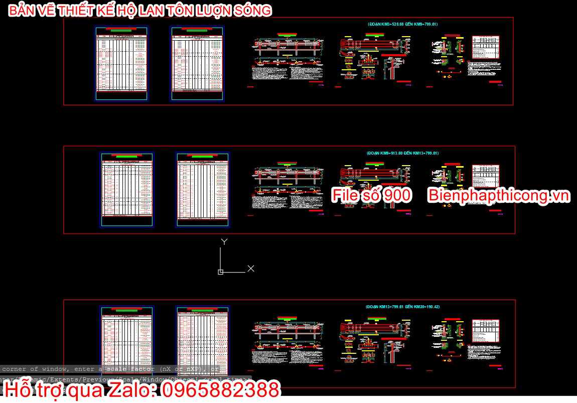 Bản vẽ thiết kế hộ lan tôn lượn sóng.