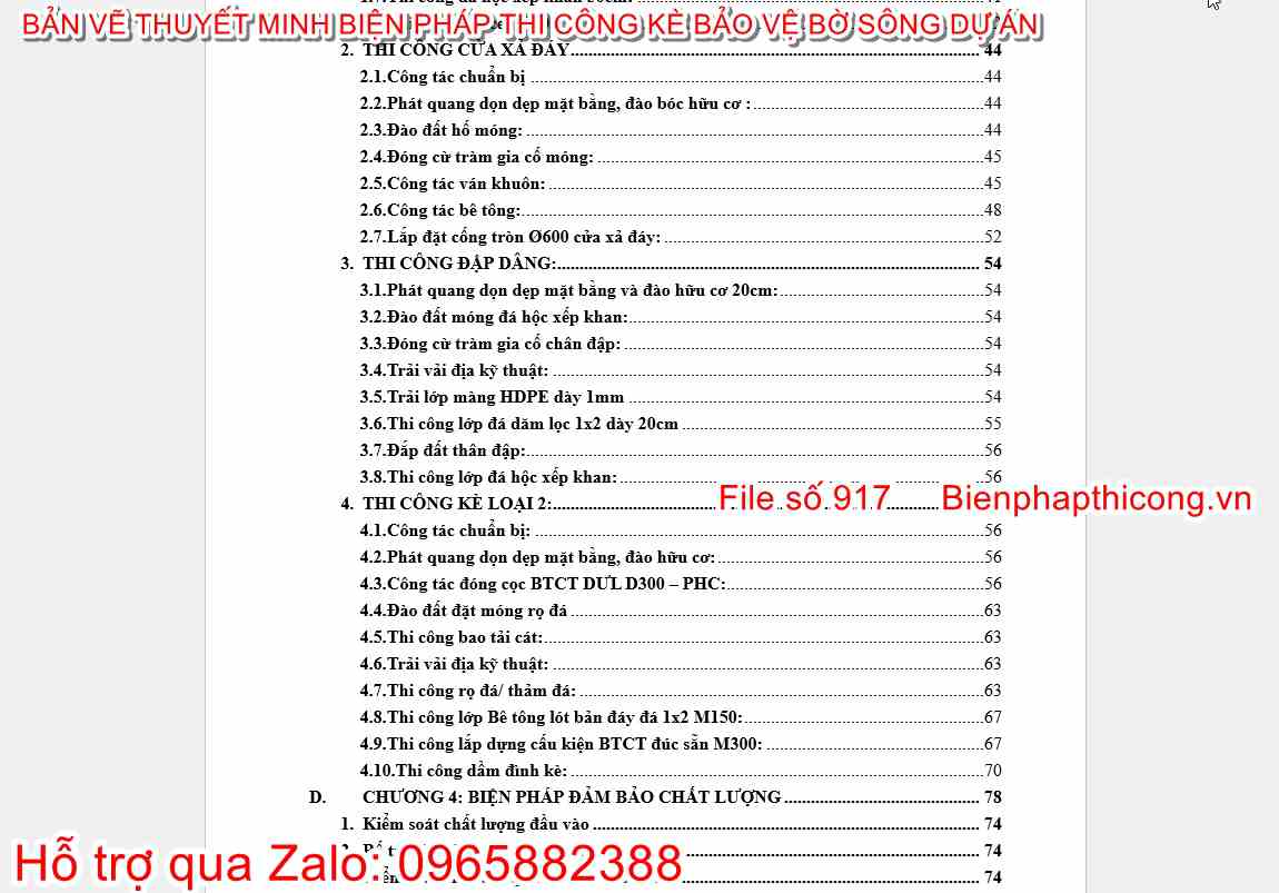 Thuyết minh biện pháp thi công kè bảo vệ bờ.