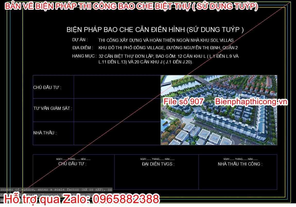 Biện pháp bao che căn điển hình sử dụng tuýp.