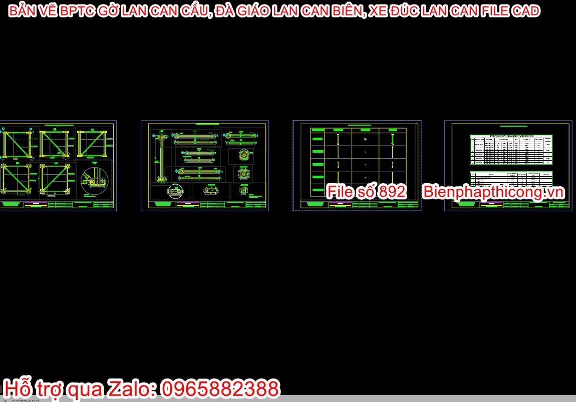 Mẫu bản vẽ cad bptc gờ lan can cầu.
