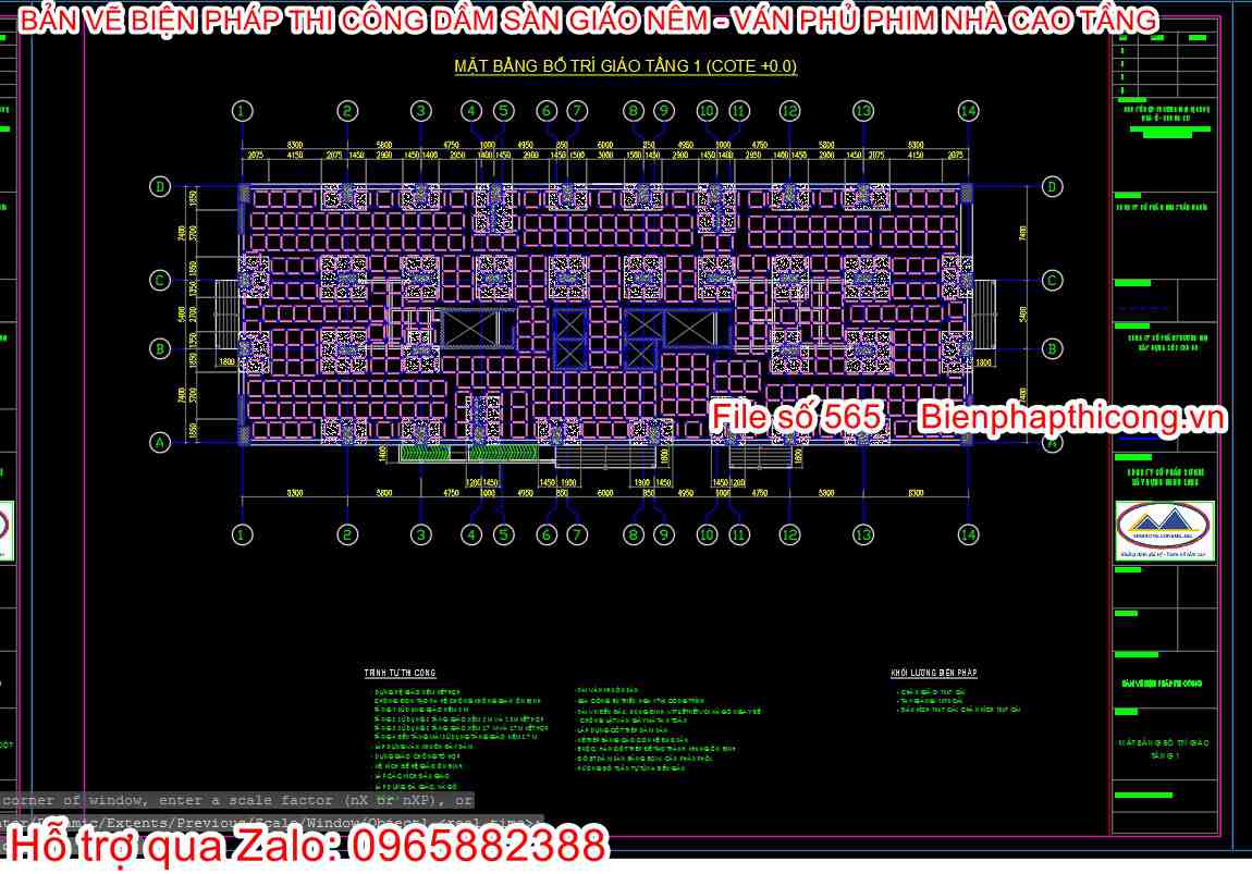 Mẫu cad bptc dầm sàn giáo nêm ván phủ phim hay.