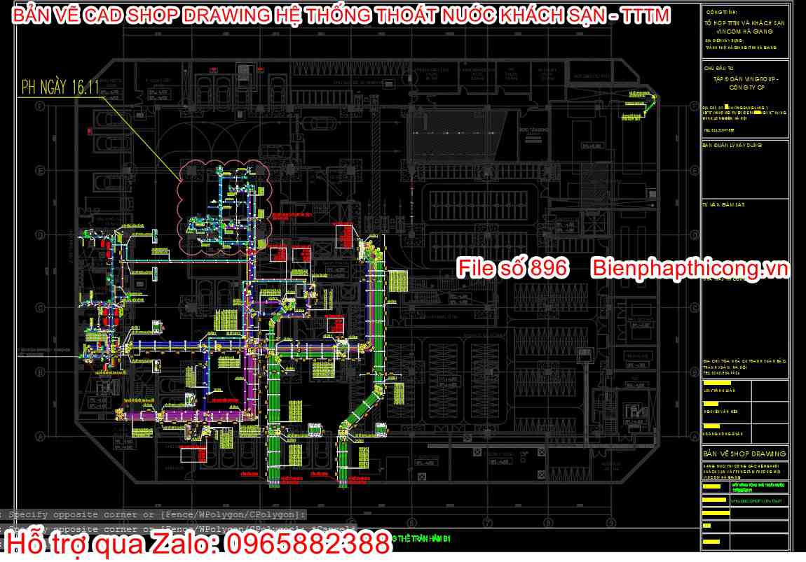 Bản vẽ shop drawing hệ thống thoát nước khách sạn.