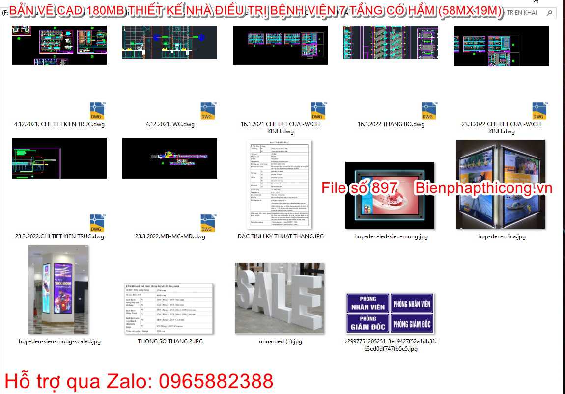 Tổng hợp các bản vẽ kiến trúc bệnh viện 7 tầng có tầng hầm.