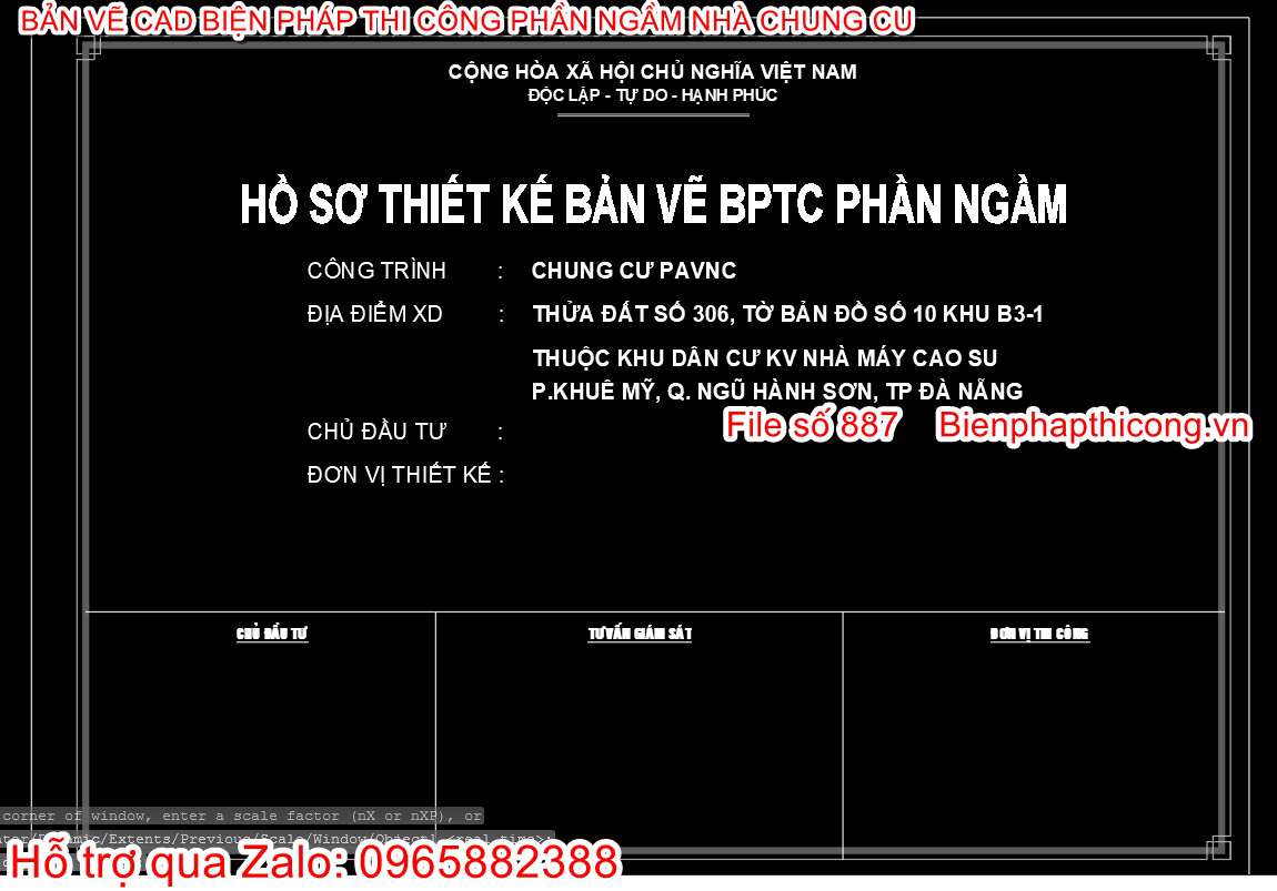 Thiết kế bản vẽ bptc phần ngầm nhà chung cư.