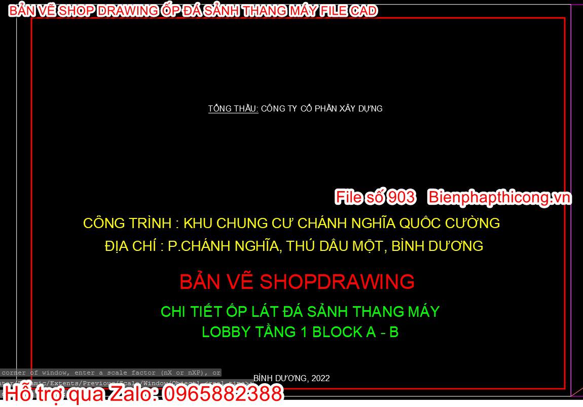 File cad shop drawing ốp đá sảnh thang máy.
