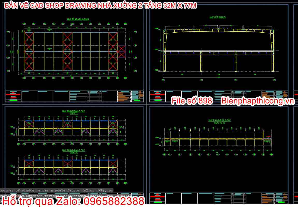 Bản vẽ shop drawing nhà xưởng cad.