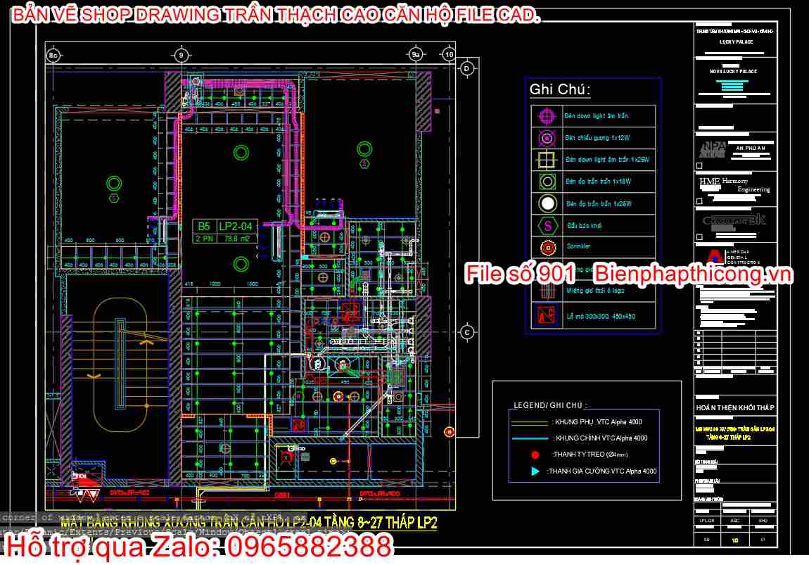 Bản vẽ shop drawing trần thạch cao.