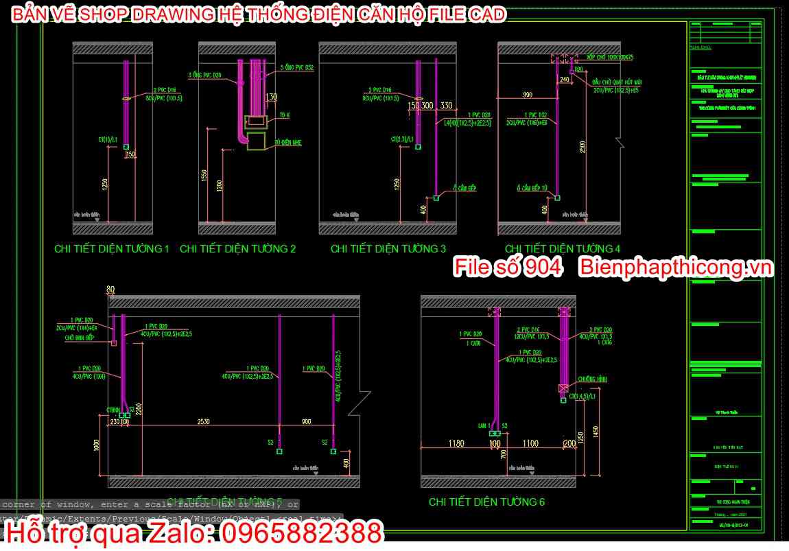 Chi tiết điện tường shop drawing.