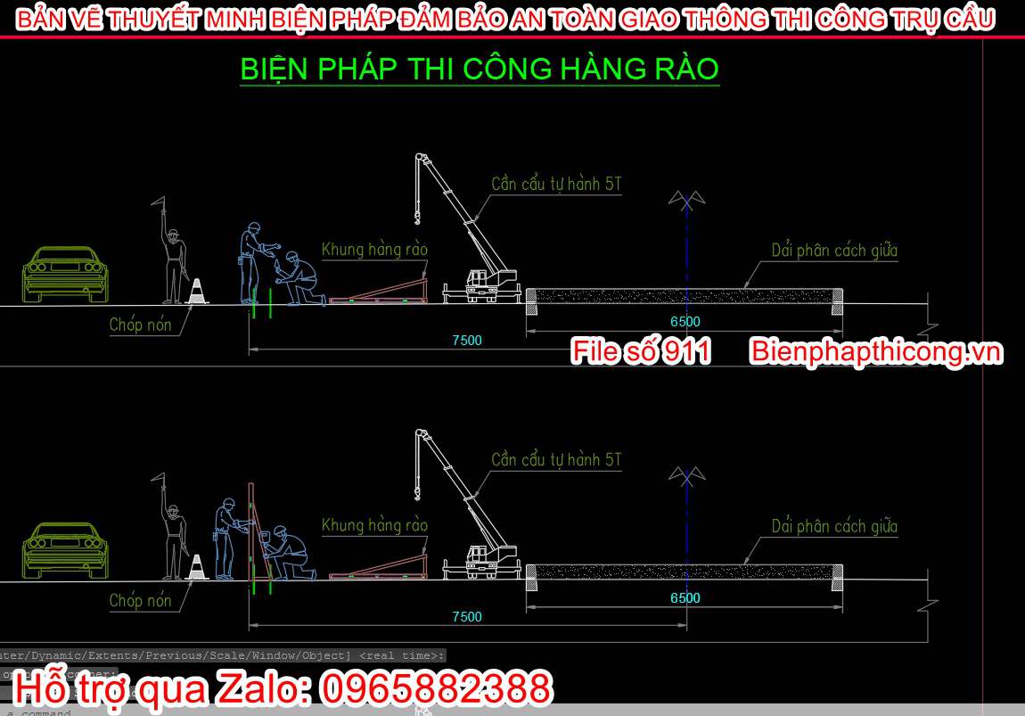 Bản vẽ biện pháp thi công hàng rào.