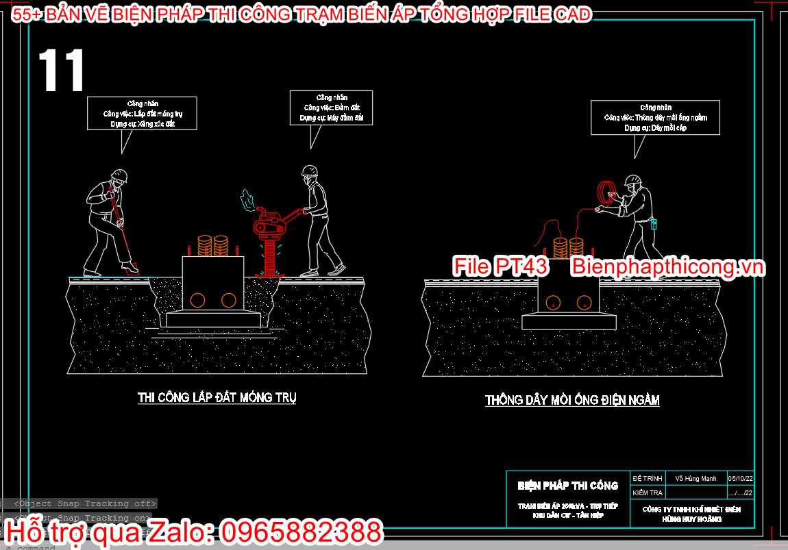Bản vẽ biện pháp lắp đặt móng trụ.