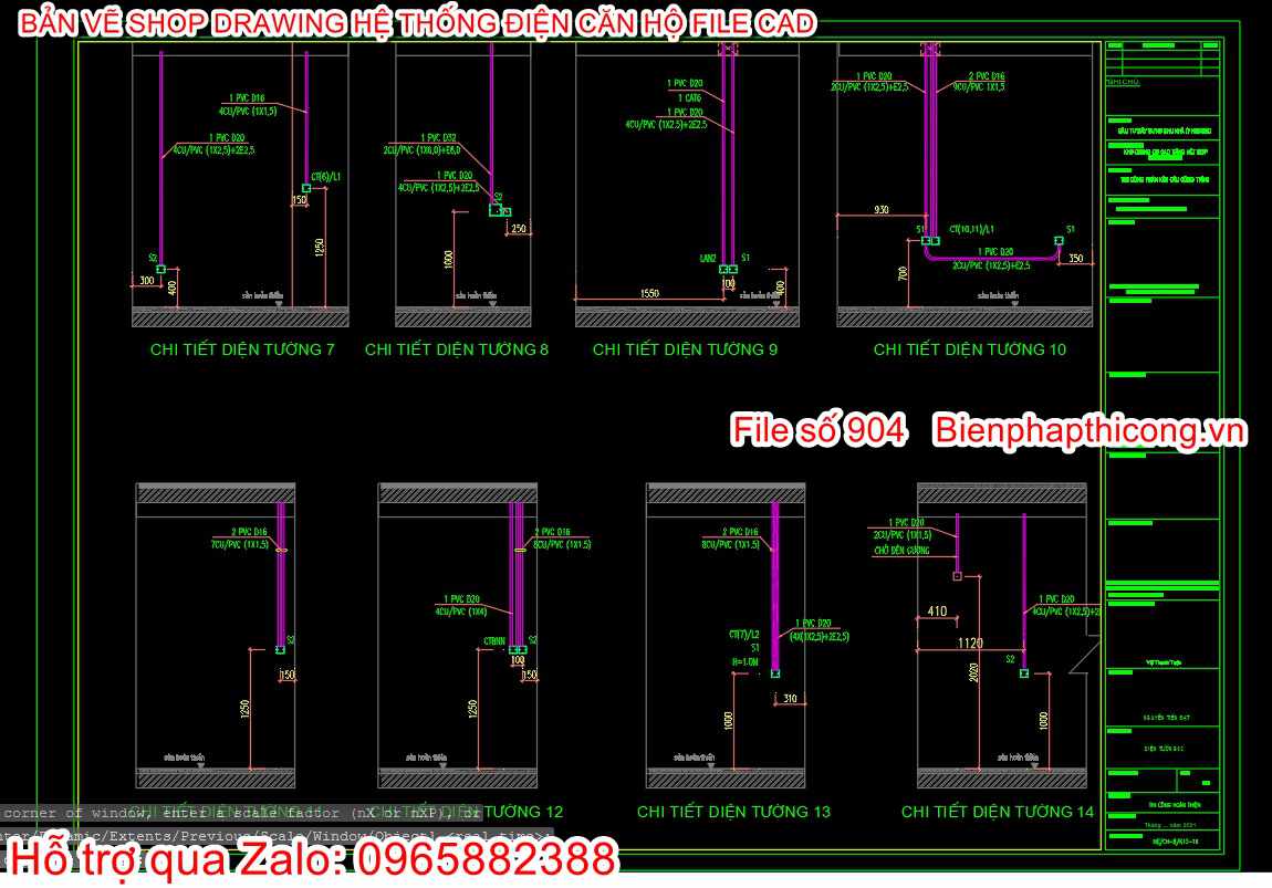 Shop drawing chi tiết điện tường.