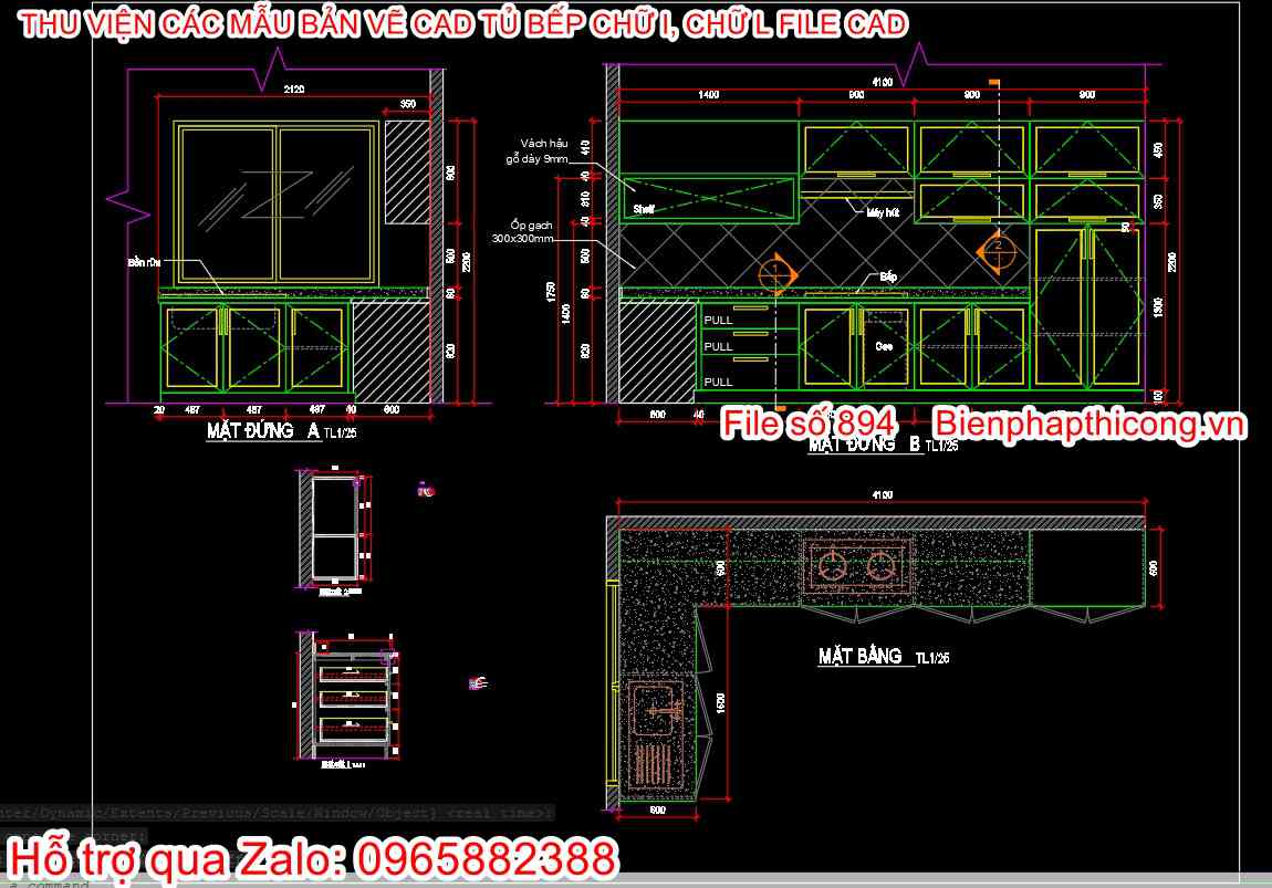 Bản vẽ cad tủ bếp hay.