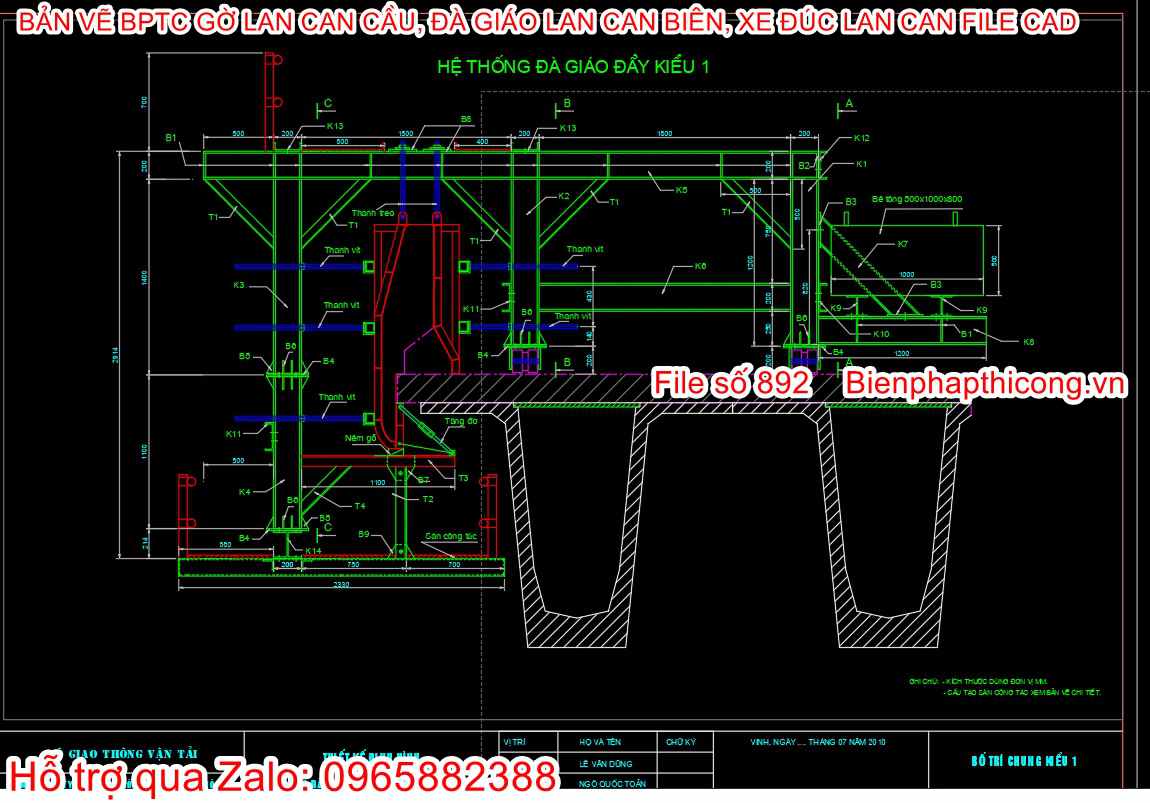Hệ thống đà giáo đẩy thi công gờ lan can.