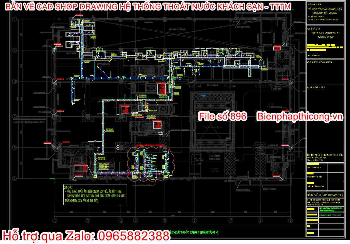 File thiết kế shop drawing thoát nước khách sạn.