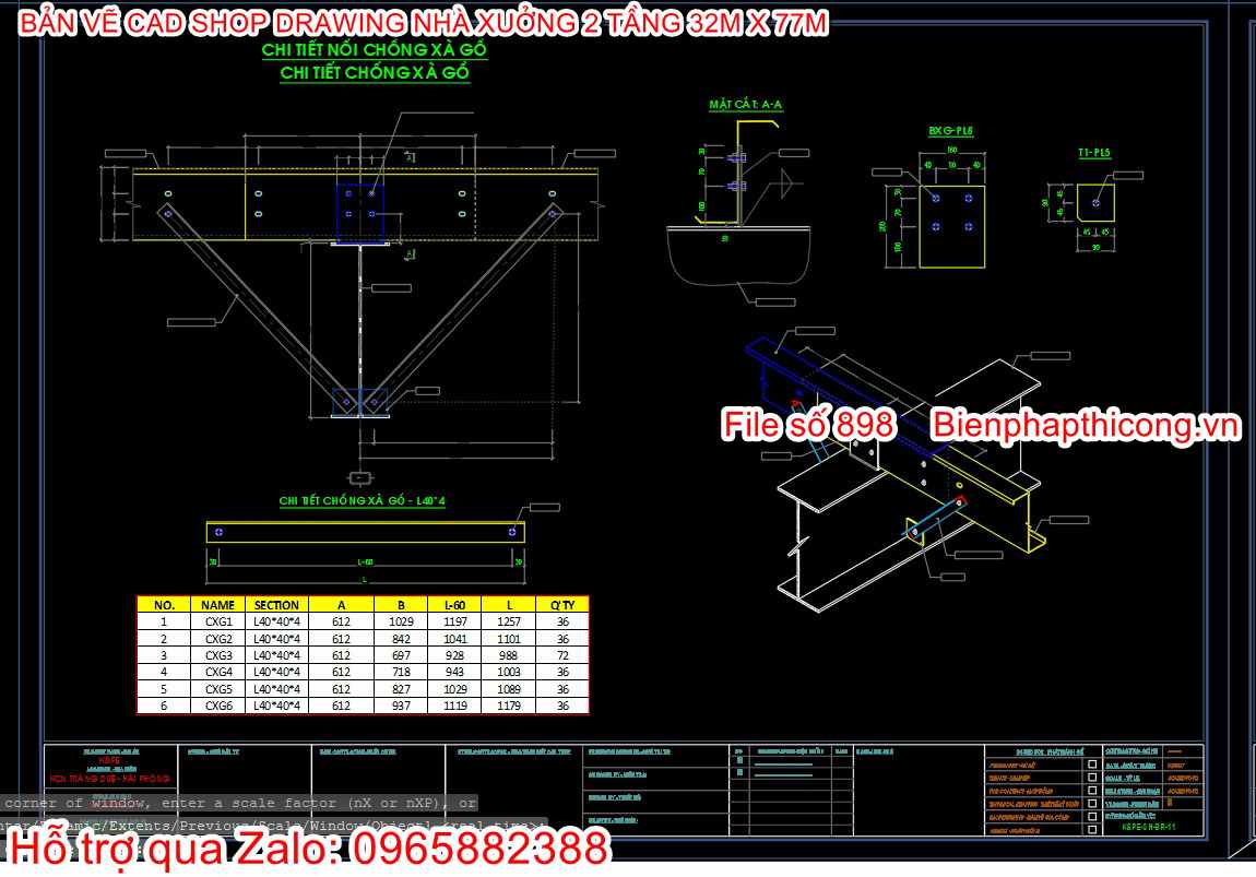 Mẫu bản vẽ cad nhà xưởng shop drawing.
