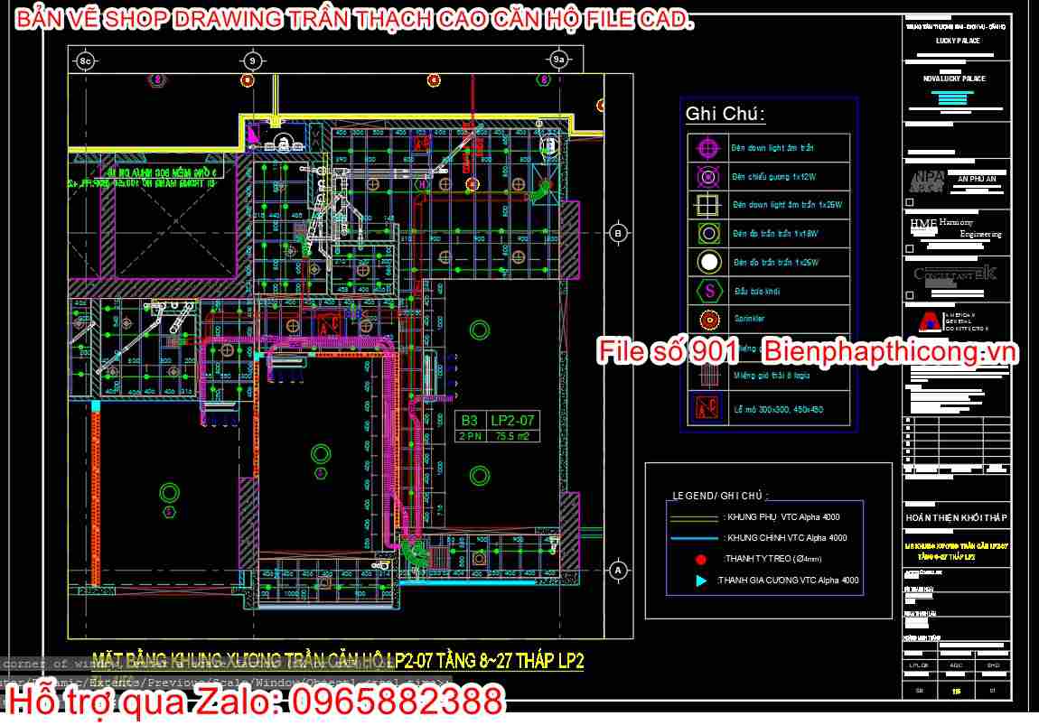 Bản vẽ cad shop drawing trần thạch cao.