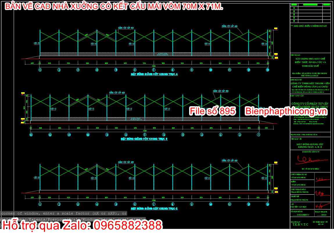 File thiết kế nhà xưởng kết cấu mái vòm.