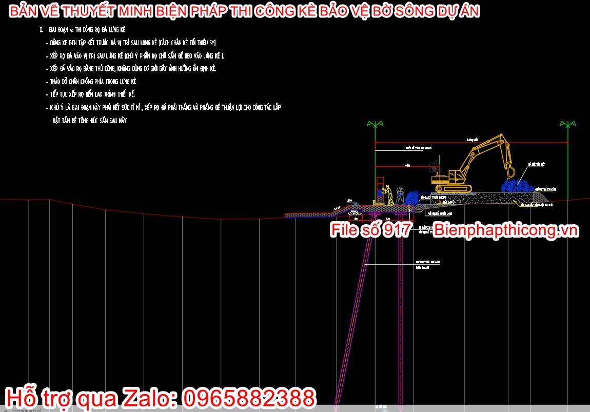 Tải bản vẽ cad bptc kè bảo vệ bờ sông.