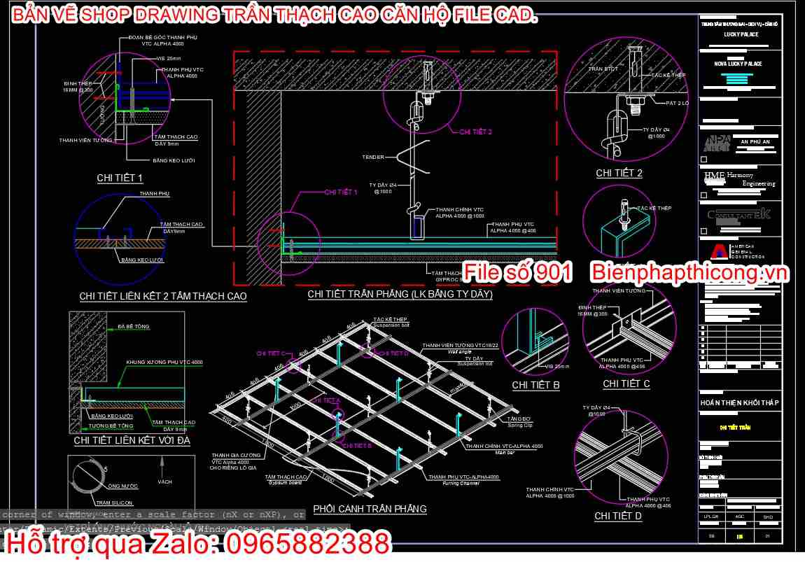 Bản vẽ chi tiết trần thạch cao.