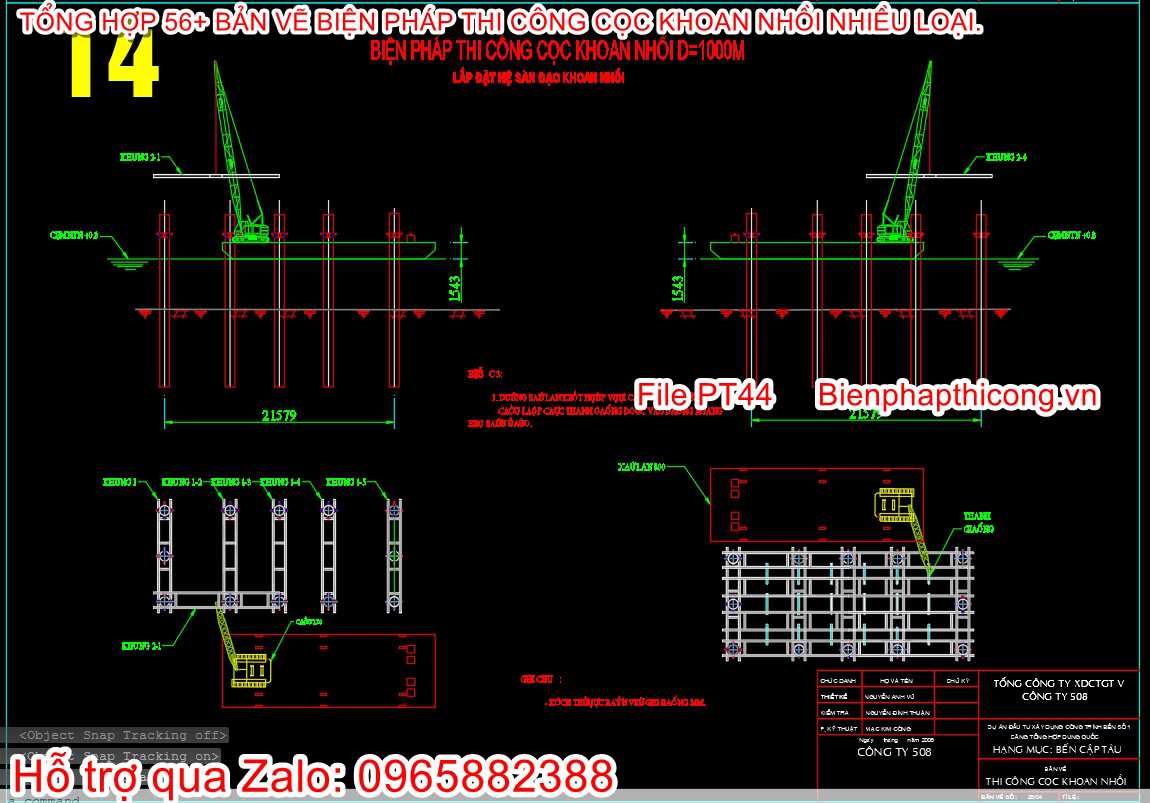 File cad bptc cọc khoan nhồi D1000.