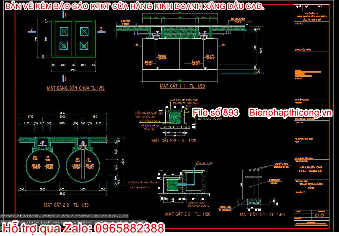 Mẫu bản vẽ cad cửa hàng kinh doanh xăng dầu.