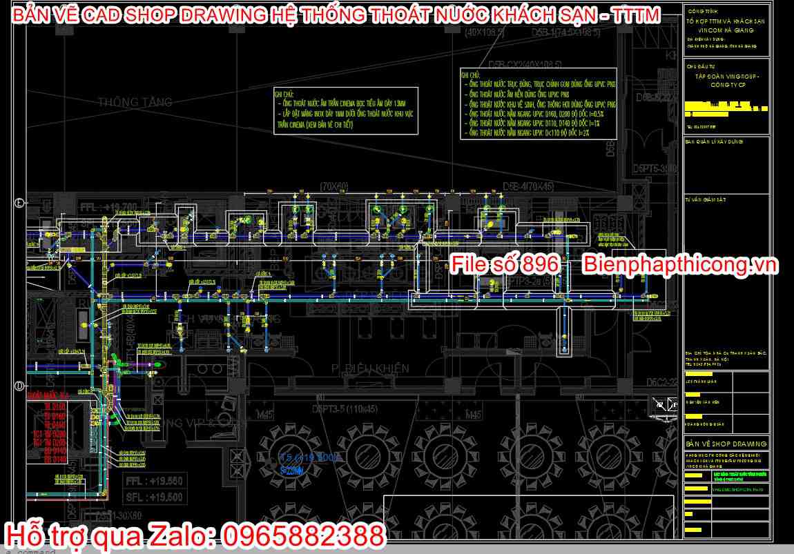 Shop drawing thoát nước khách sạn.