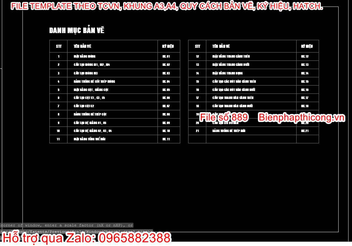 Danh mục bản vẽ cad.