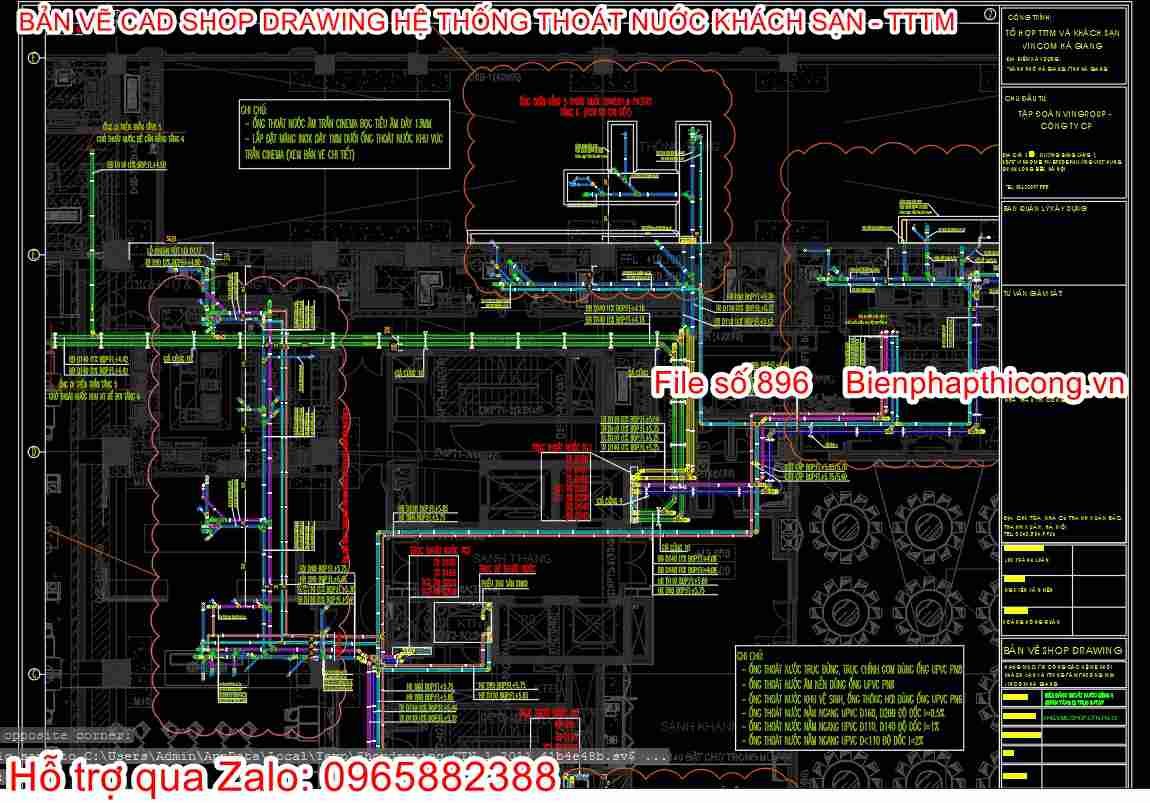 File shop drawing thoát nước nhà cao tầng.