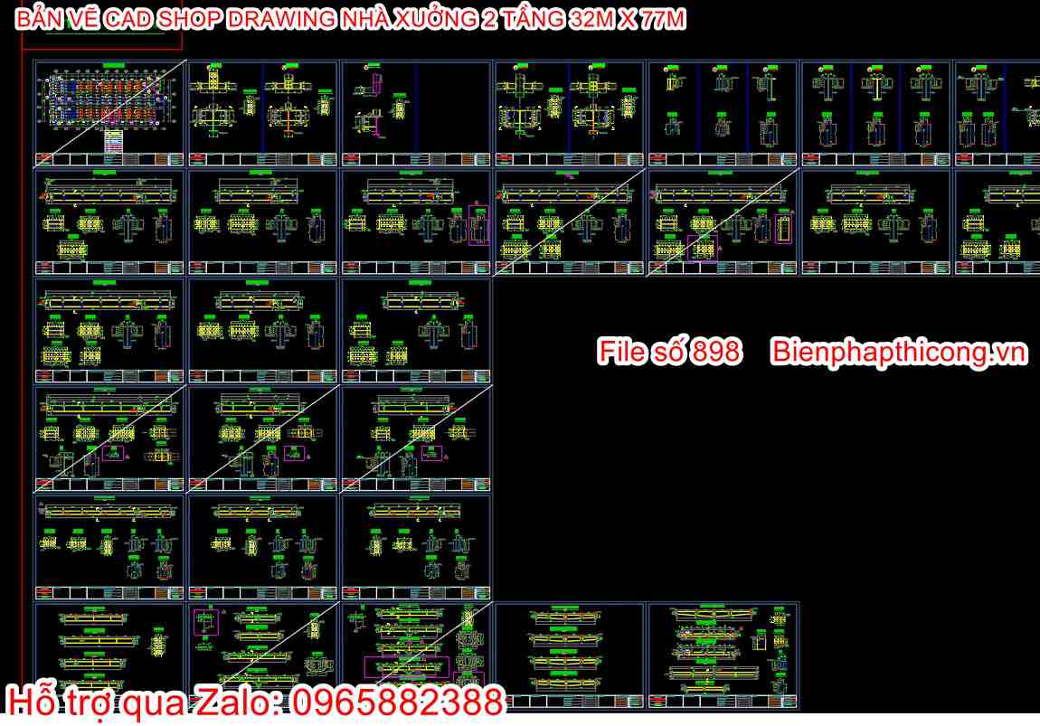 File cad thiết kế nhà xưởng shop drawing.