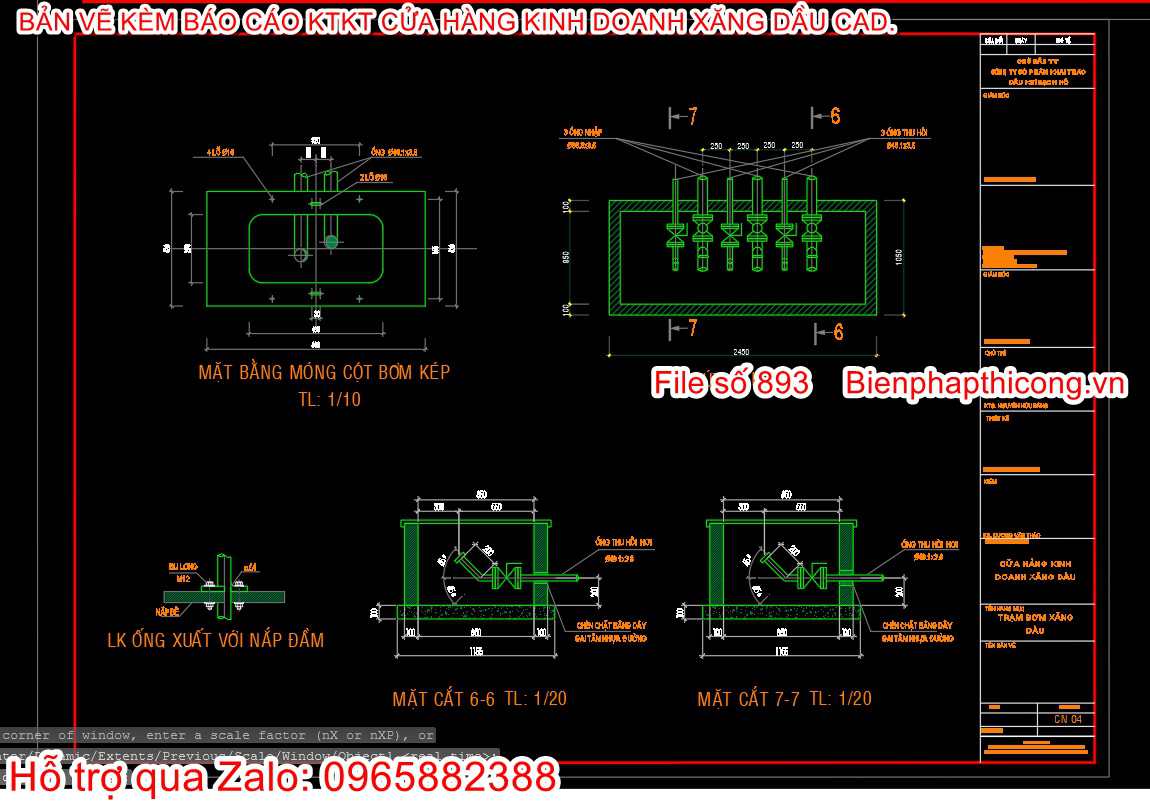 Hồ sơ thiết kế cửa hàng xăng dầu cad.