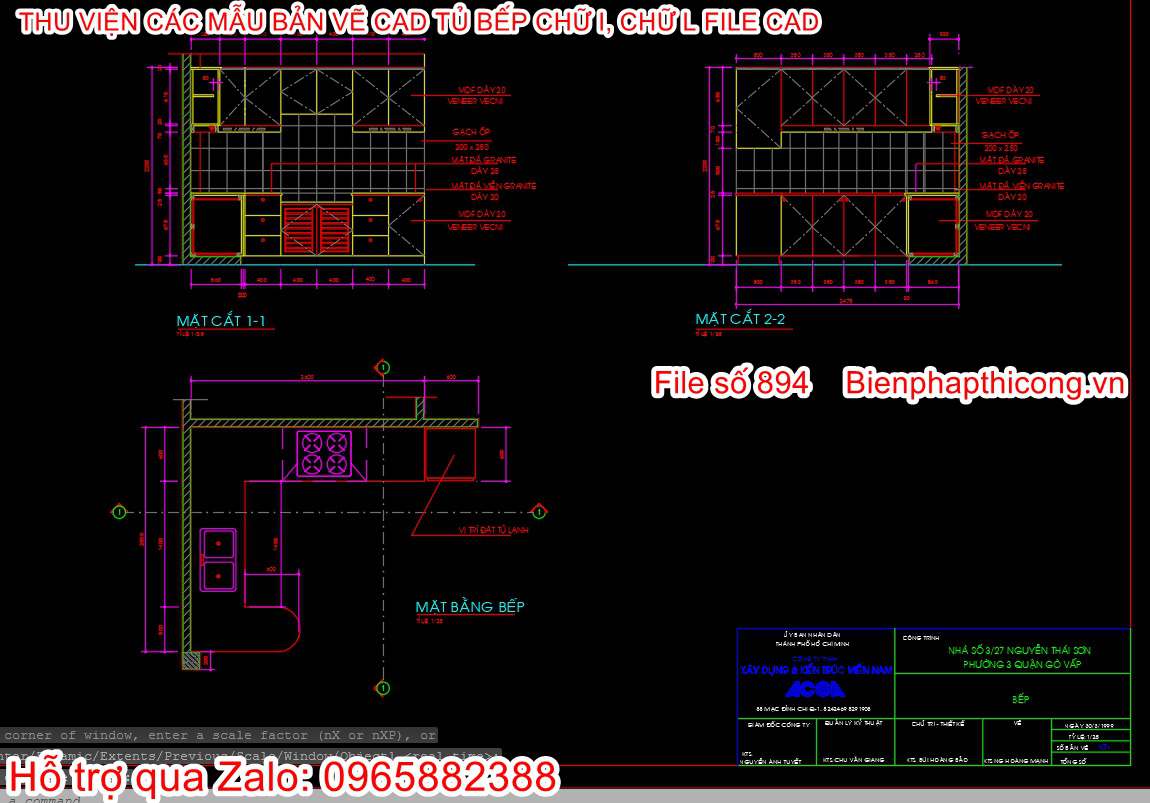 Mẫu bản vẽ cad tủ bếp.