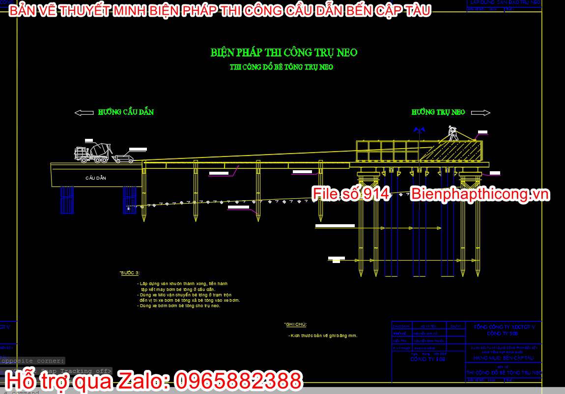 File cad bản vẽ bptc trụ neo.