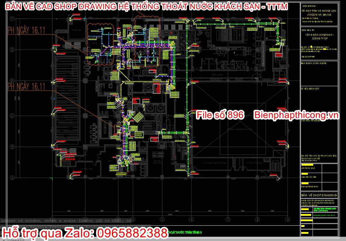 File cad shop drawing hệ thống thoát nước.