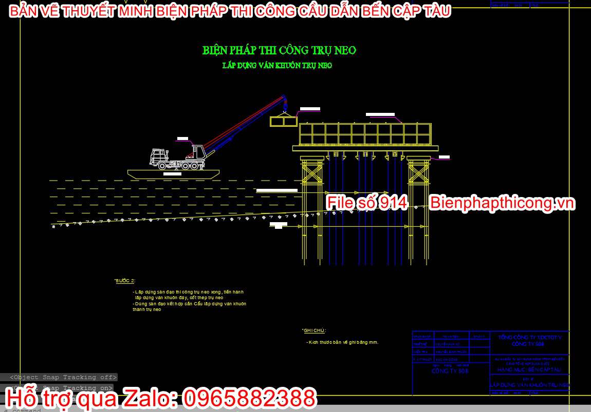 Bản vẽ cad biện pháp thi công trụ neo.
