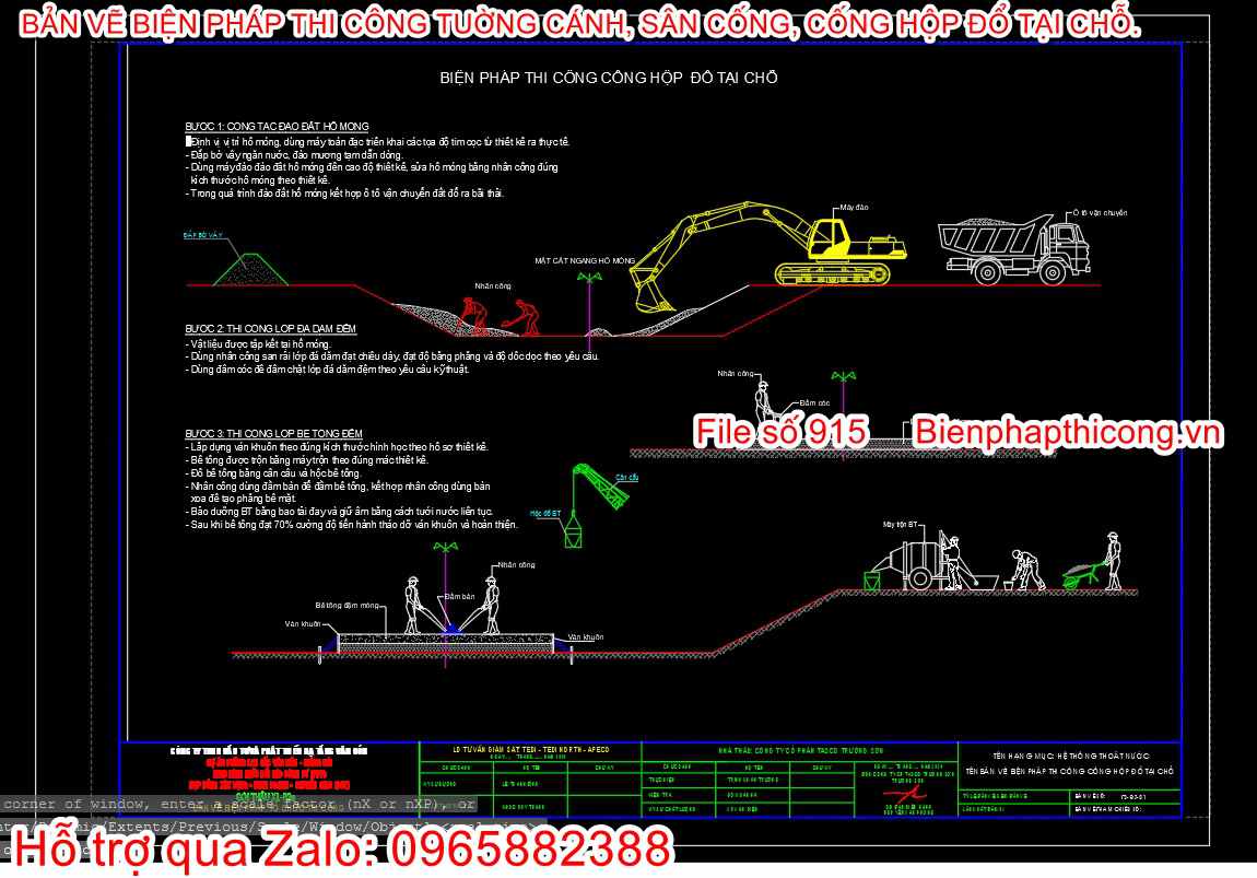 File cad bptc tường cánh cống hộp đổ tại chỗ.