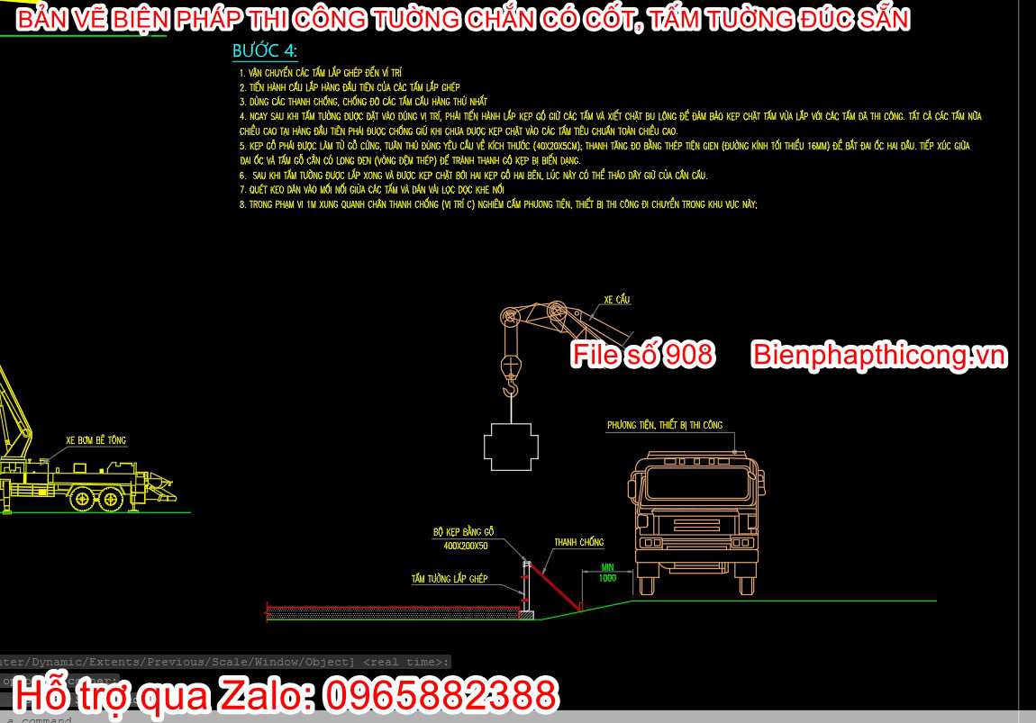 Mẫu bản vẽ bptc tấm tường đúc sẵn.