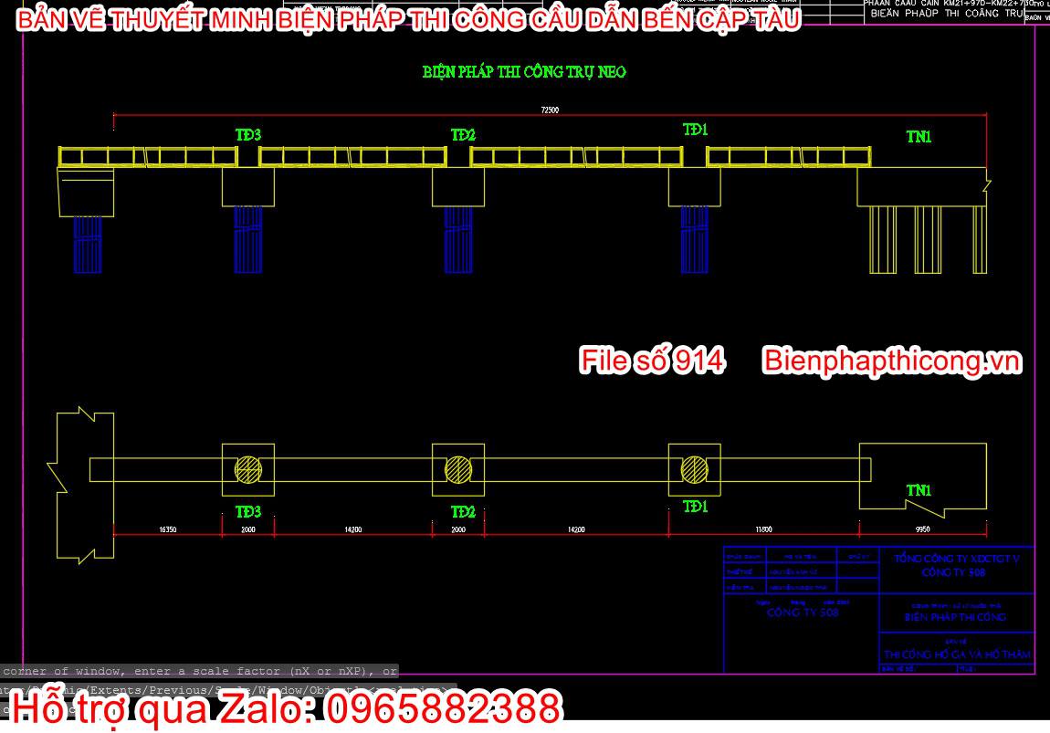 File cad biện pháp thi công trụ neo.