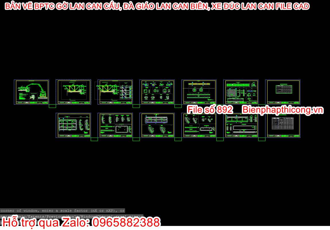 Bản vẽ cad thiết kế xe đúc lan can cầu.