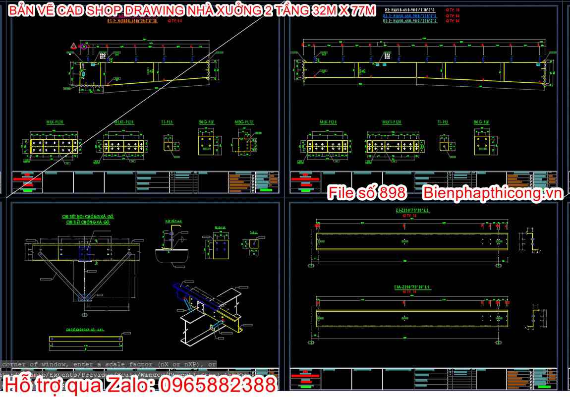 File thiết kế hop drawing nhà xưởng cad.