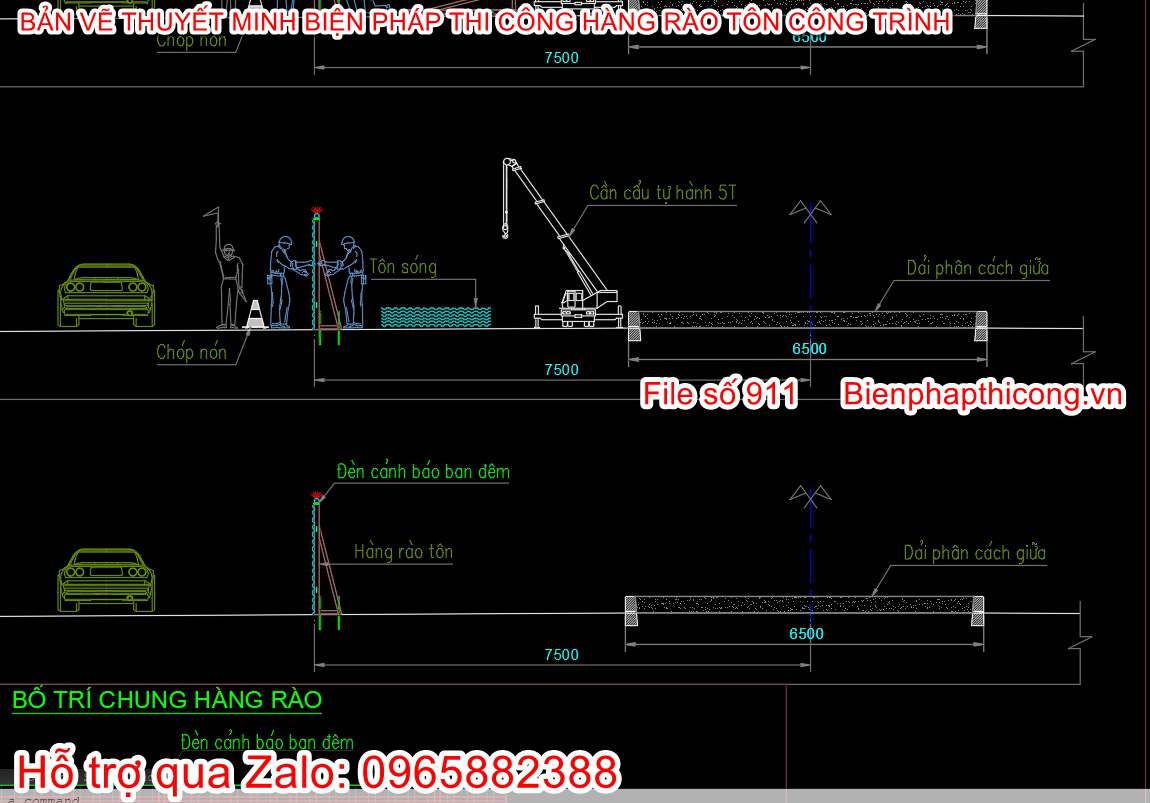 Mẫu bản vẽ bptc hàng rào tôn.