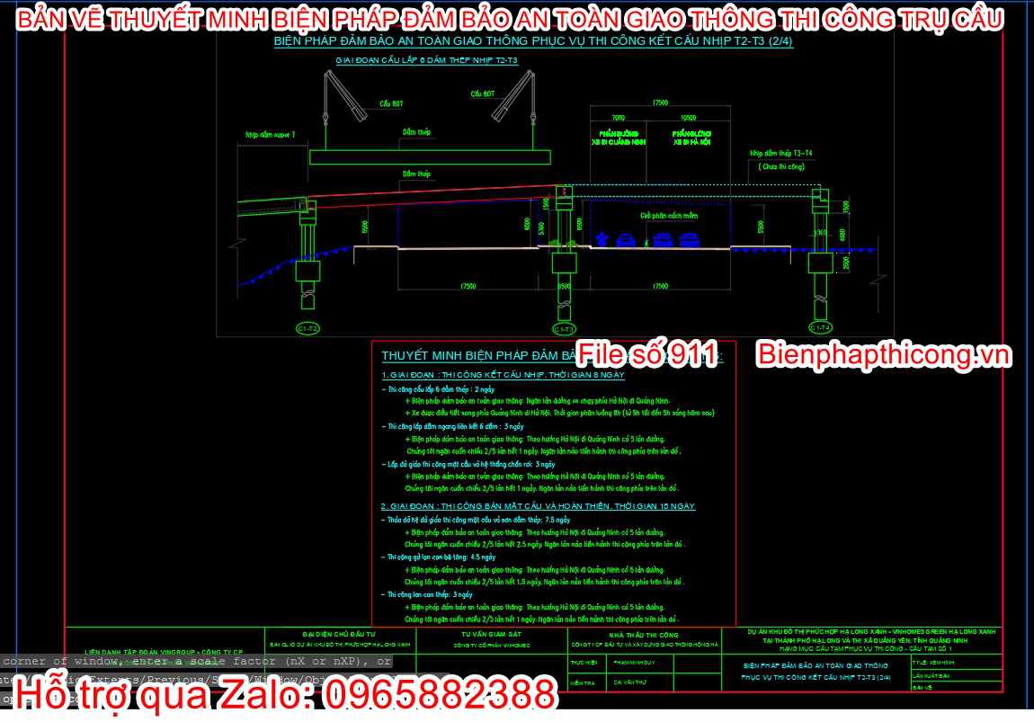 Biện pháp đảm bảo an toàn giao thông thi công nhịp.