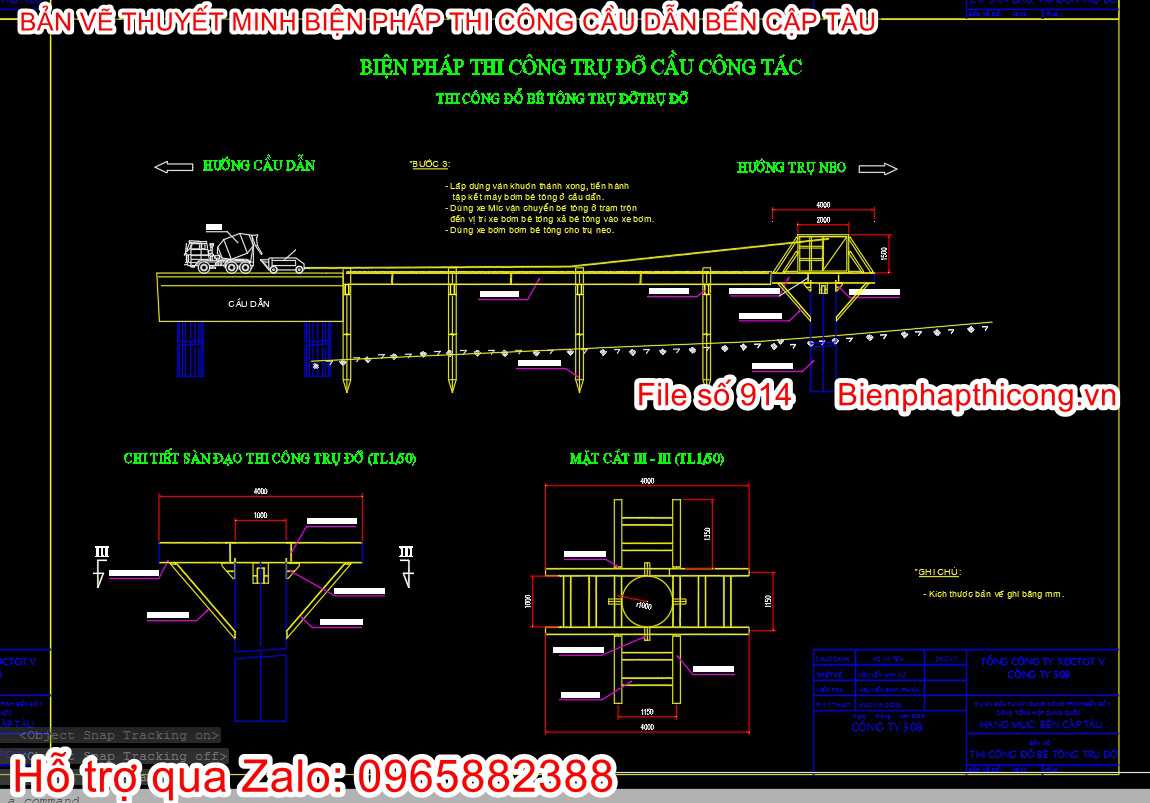 Bản vẽ bptc trụ đỡ cầu công tác.