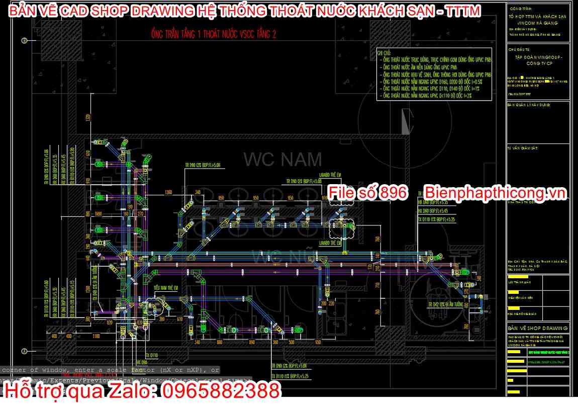 Bản vẽ shop drawing thoát nước nhà vệ sinh.