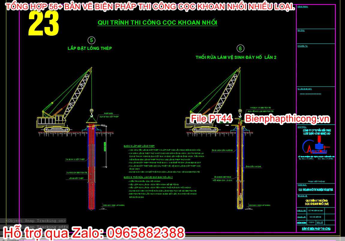 Mẫu bản vẽ cad bptc cọc khoan nhồi.