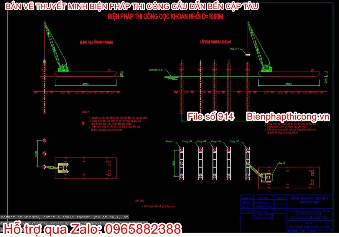 Bản vẽ bptc cọc khoan nhồi D1000.