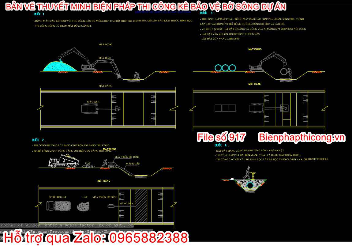Bản vẽ biện pháp thi công cống tròn cad.
