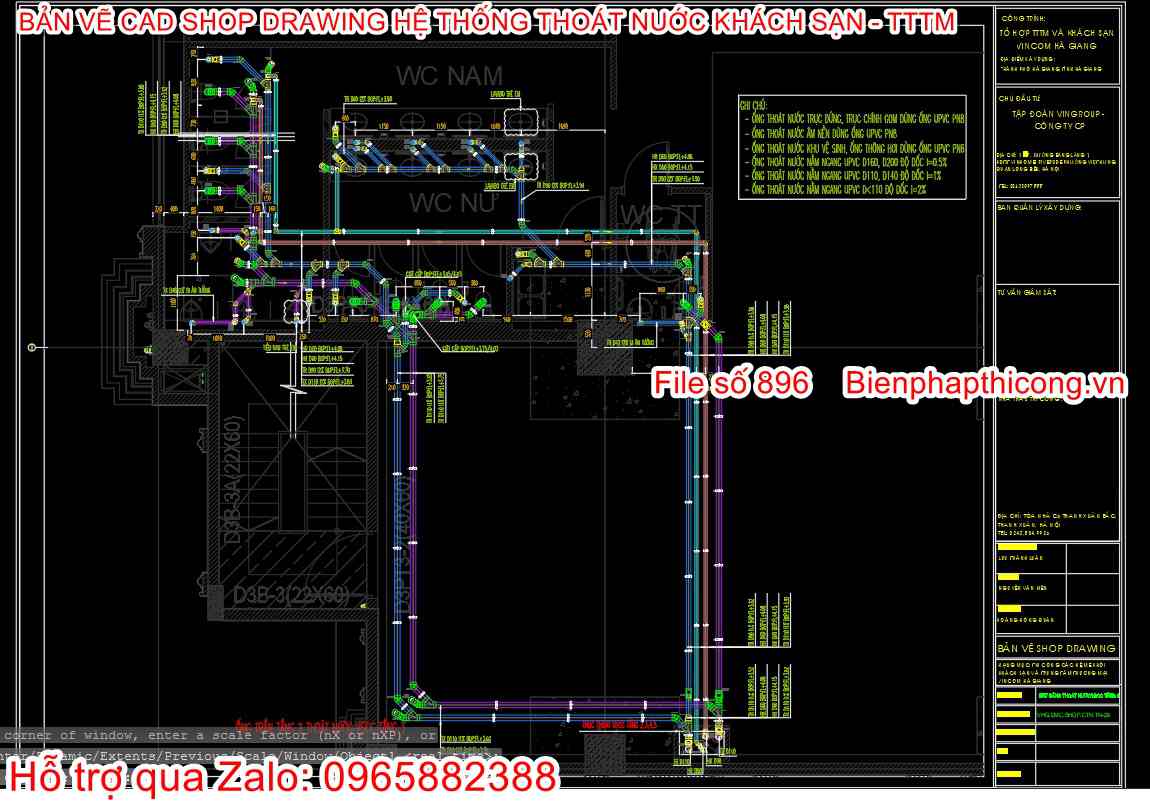 File cad thoát nước shop drawing.